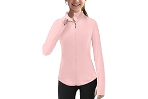 LIONJIE Girls Lightweight Sun Shirt Full Zip Long Sleeve Sun Protection Athletic Jackets with Pockets and Thumbholes