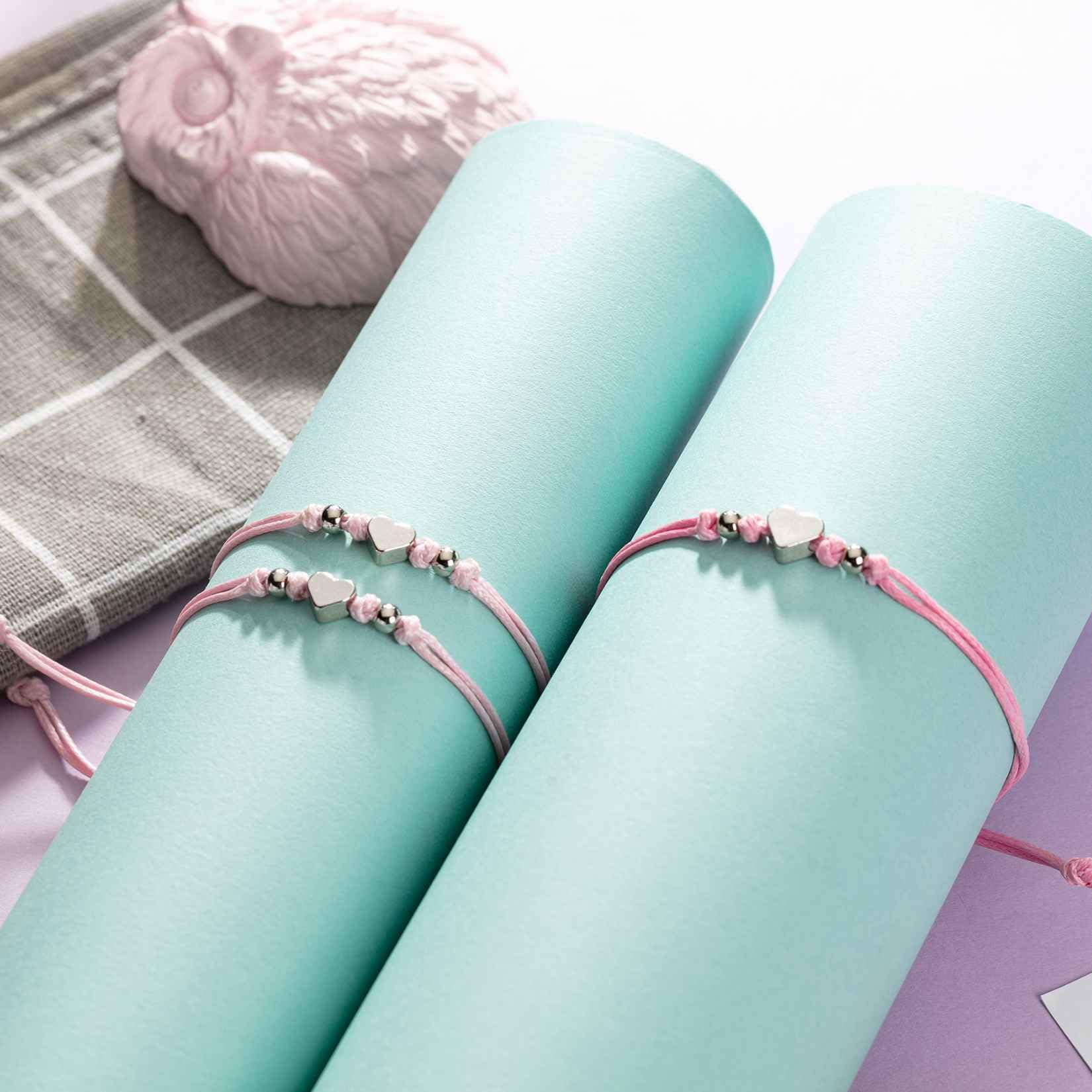 AnotherKiss Back to School Gifts Mommy and Me Matching Bracelets for Mom Daughter, First Day of School Gifts for Girls, Mother Daughter Bracelet Set 3pcs (1 Deep Pink & 2 Pink)