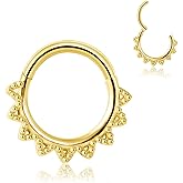 MOQIKAKA 16g Flower Septum Rings: Surgical Steel Nose Ring, Helix Cartilage Clicker Hoop Earrings Daith Piercing Body Jewelry for Women Men 8mm/10mm