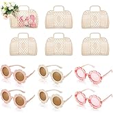 Sweetude 12 Pcs Jelly Bags with Sunglasses Jelly Purse Basket Reusable Tote Beach Handbags for Women Girls Kid