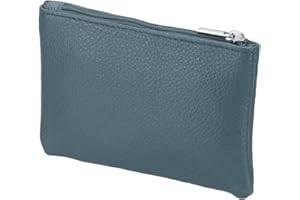 YELARXI Full Grain Leather Coin Purse, Small Coin Purse with Zipper Portable Card Holder, 5in & Blue & PU Leather -Fitting fo