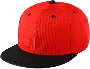 black and red flat bill hat