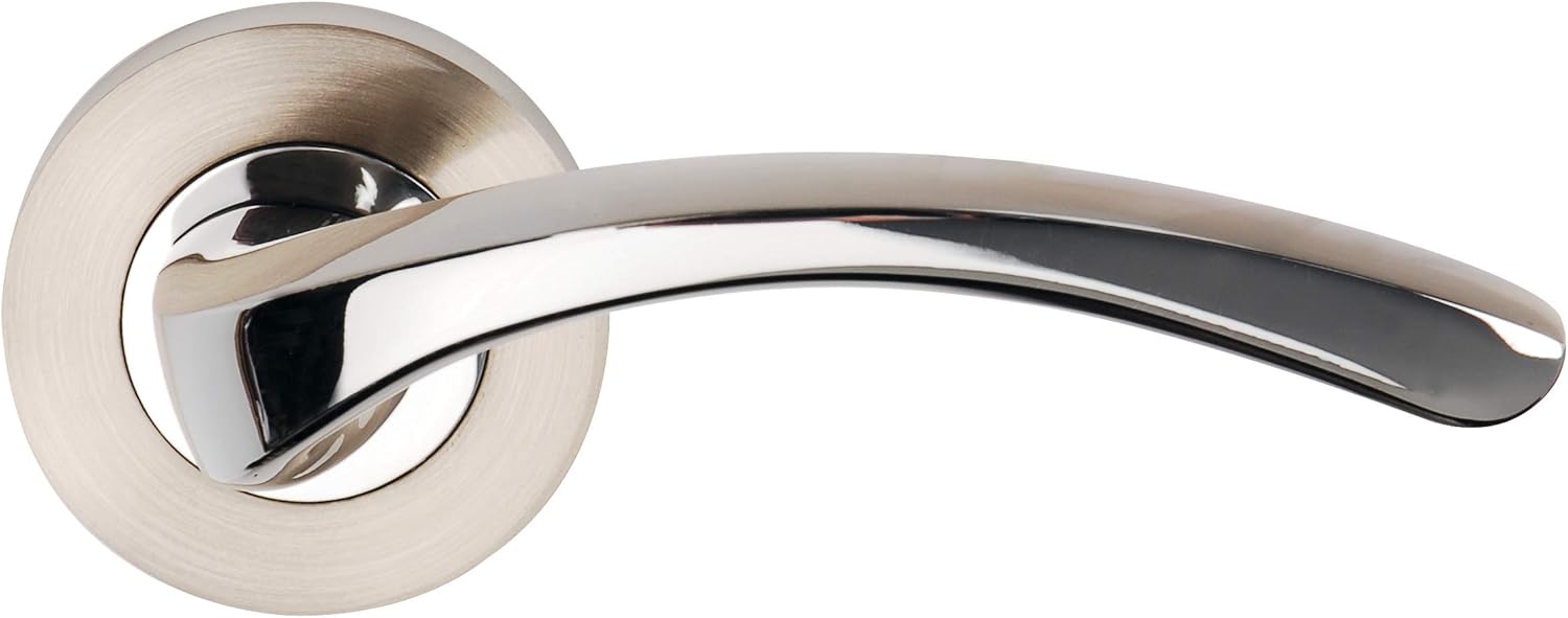 Excel Arc Lever on Round Rose, Satin Nickel/Polished Chrome - Image 3
