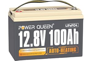 Power Queen 12V 100Ah Self-Heating Lithium Battery, Built-in 100A BMS, Support Low Temp. Charging -4°F/-20°C, Smart Battery w