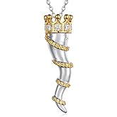 Feijiesi Italian Horn/Sword/Lotus/Mountain/Book/Key Necklace for Women Sterling Silver Gold Crown Necklace Gold Jewelry for Women