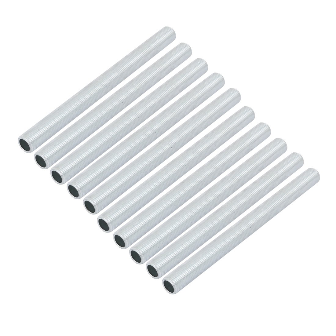 Sourcingmap Lamp Pipe Nipple, M10 Thread 120mm Length Hollow Lamps Repair Part Hardware for Lamp Lights, Zinc Plated Silver Tone, Pack of 10