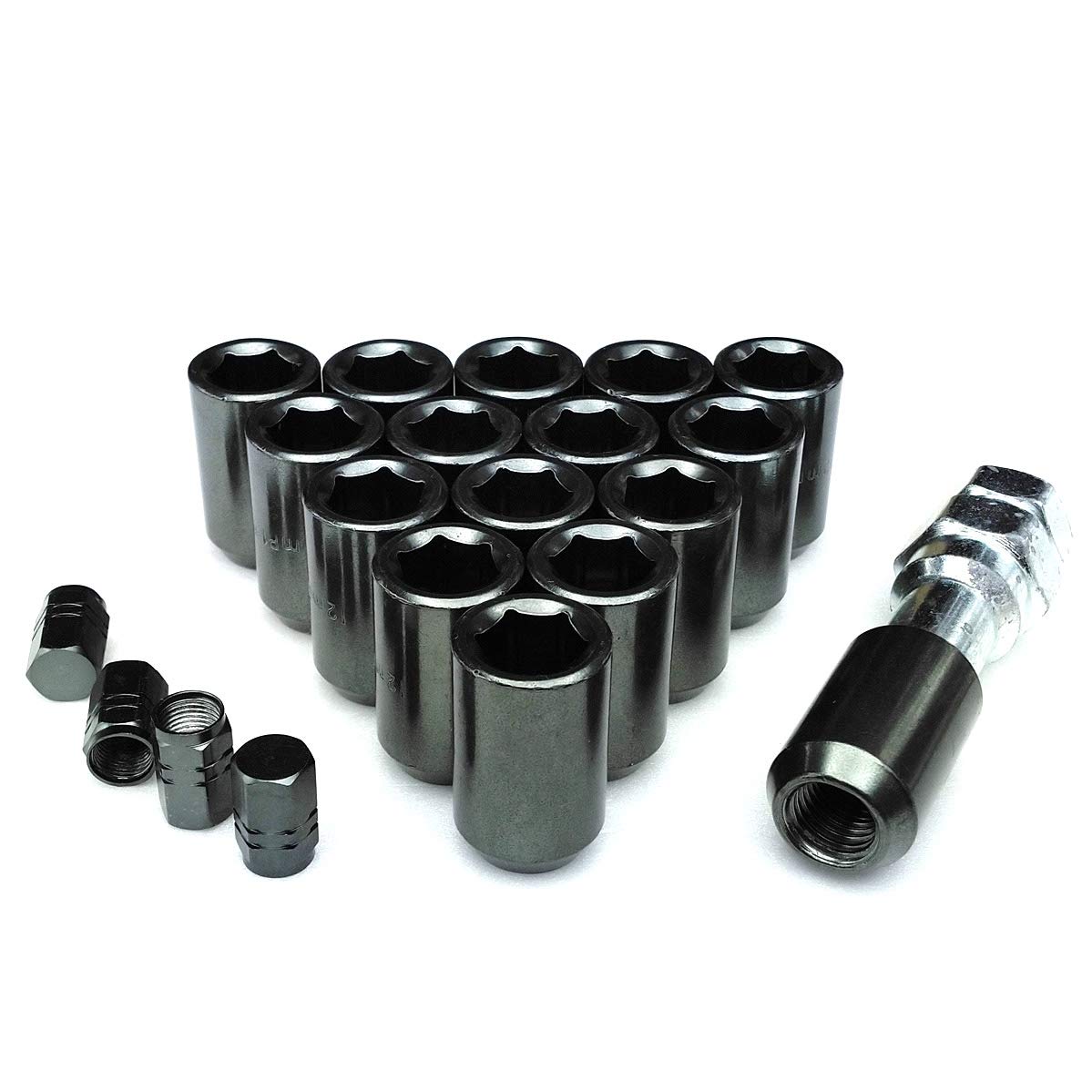 【エスティーエスミチコ】ホイールナットを内六角にドレスアップ M12 P1.25 P1.5の２サイズ 選べる6色4穴5穴6穴 エアバルブキャップセット 盗難防止 (40 P1.25 チタン 4穴用16個)商品画像