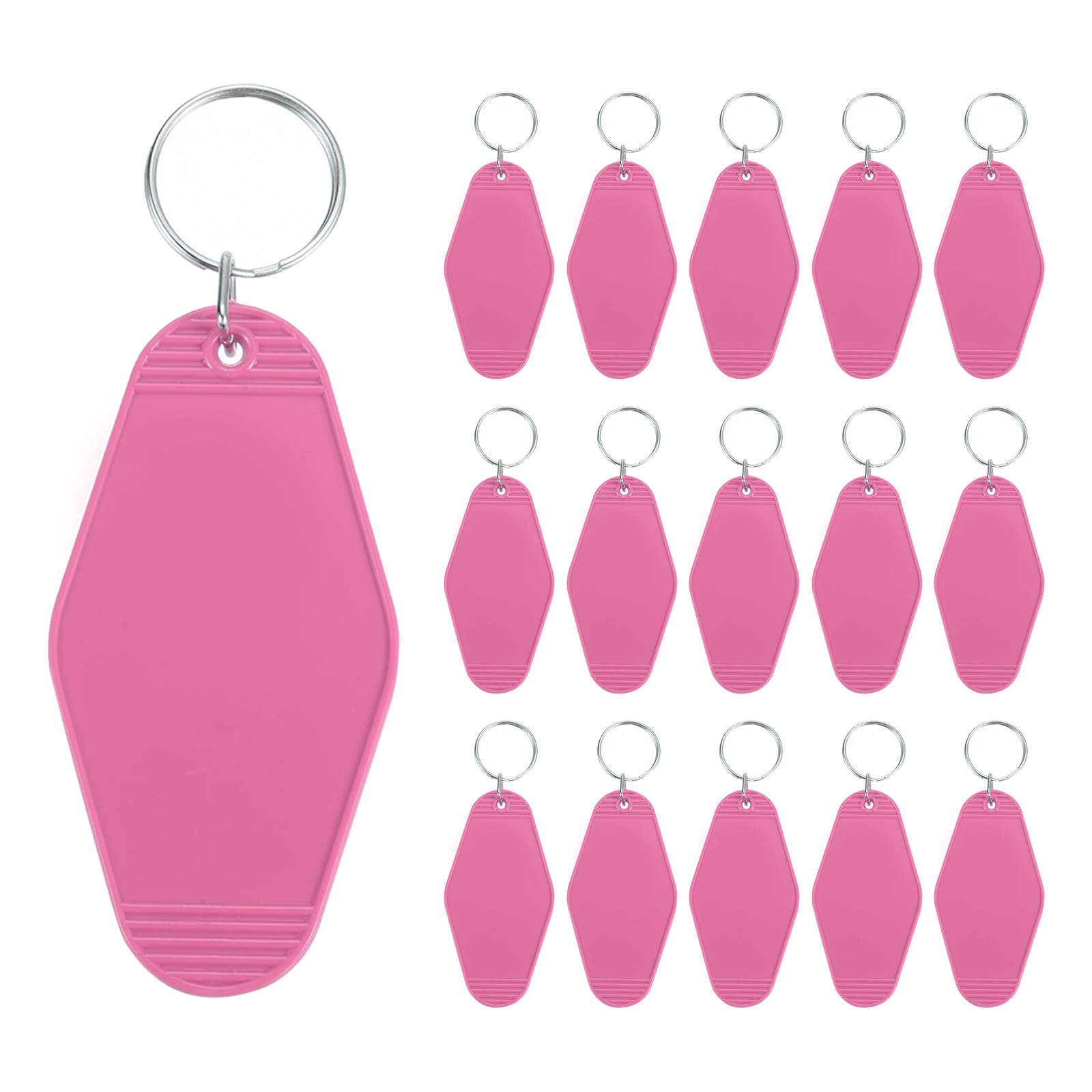 PATIKIL Vintage Motel Keychain, 16 Pack Blank Hotel Keychains Rhombus Retro Key Tag for DIY Crafts Ornament Backpack Luggage Labels Tags, Hot Pink — image 1