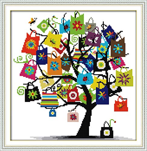 Cross Stitch Stamped Kits Cross Stitch Kits Beginner Adult with Preprinted Patterns, DIY Needlepoint Embroidery Craft Kits - Tree with Gift Patterns for Home Wall Decorations - Thumbnail 7