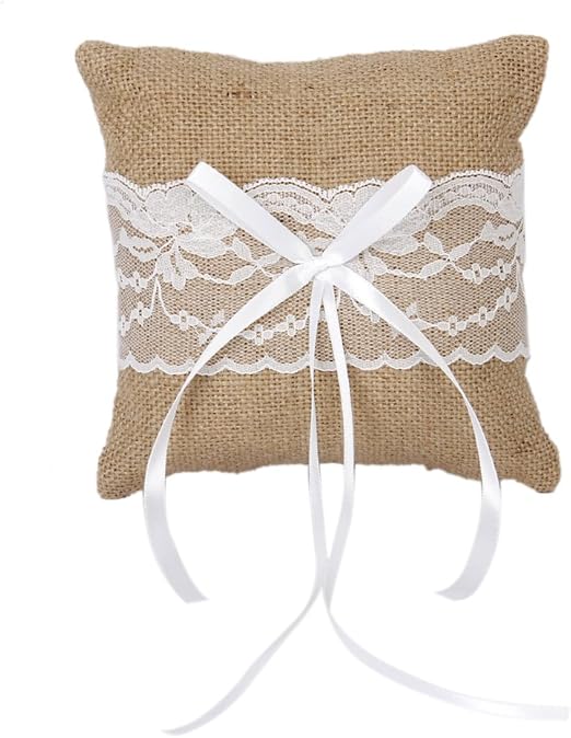 Home Kitchen Tinksky Hessian Burlap Wedding Ring Bearer Pillow