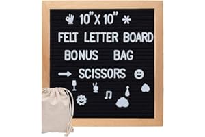 Letter Board 10x10 Inches, Changeable Letter Boards with 340 White Letters and Felt Letter Board with Stand for Classroom, Ho