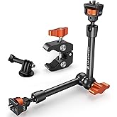 K&F CONCEPT 11" Magic Arm Clamp Kit with ARRI 1/4" & 3/8" Thread Screw 360° Ball Heads Articulating Arm Camera Adapter for DSLR, Monitor, LED Light, Microphone, Camera Cage, Action Camera