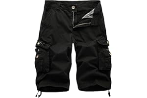 FOURSTEEDS Women's Cotton Loose Fit Zipper Multi-Pockets Twill Bermuda Drawstring Women Cargo Shorts