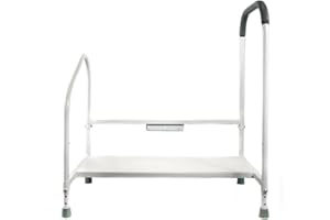 step2bed XL - Bedside Step Stool Bed Climbing Aid for Elderly & Handicapped – LED Light Guided Rails – Adjustable Height, Portable Fall Prevention Aid – Stainless Steel – 800 lb Capacity