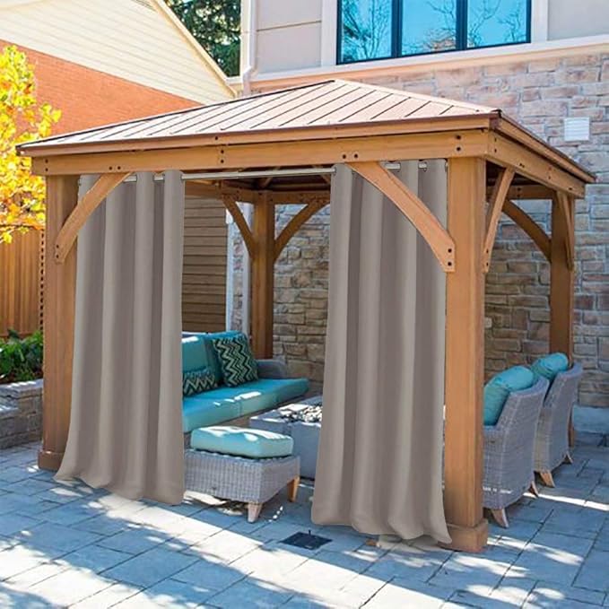 UniEco Outdoor Curtains for Gazebo with Eyelets, Mildew Resistan