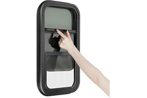 Jiabailie RV Window,Vertical RV Windows,12" W x 22" H Tinted Sliding R-V Windows with Trim Ring and Screws Set,Teardrop Replacement Camper Cargo Trailer Windows