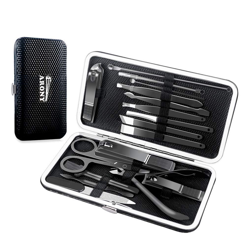Manicure Pedicure Set, Arony 17 in 1 Stainless Steel Manicure Pedicure Kit, Manicure Kit, Nail Clipper Set, Professional Grooming Kit, Nail Tools with Luxurious Leather Travel Case: Beauty