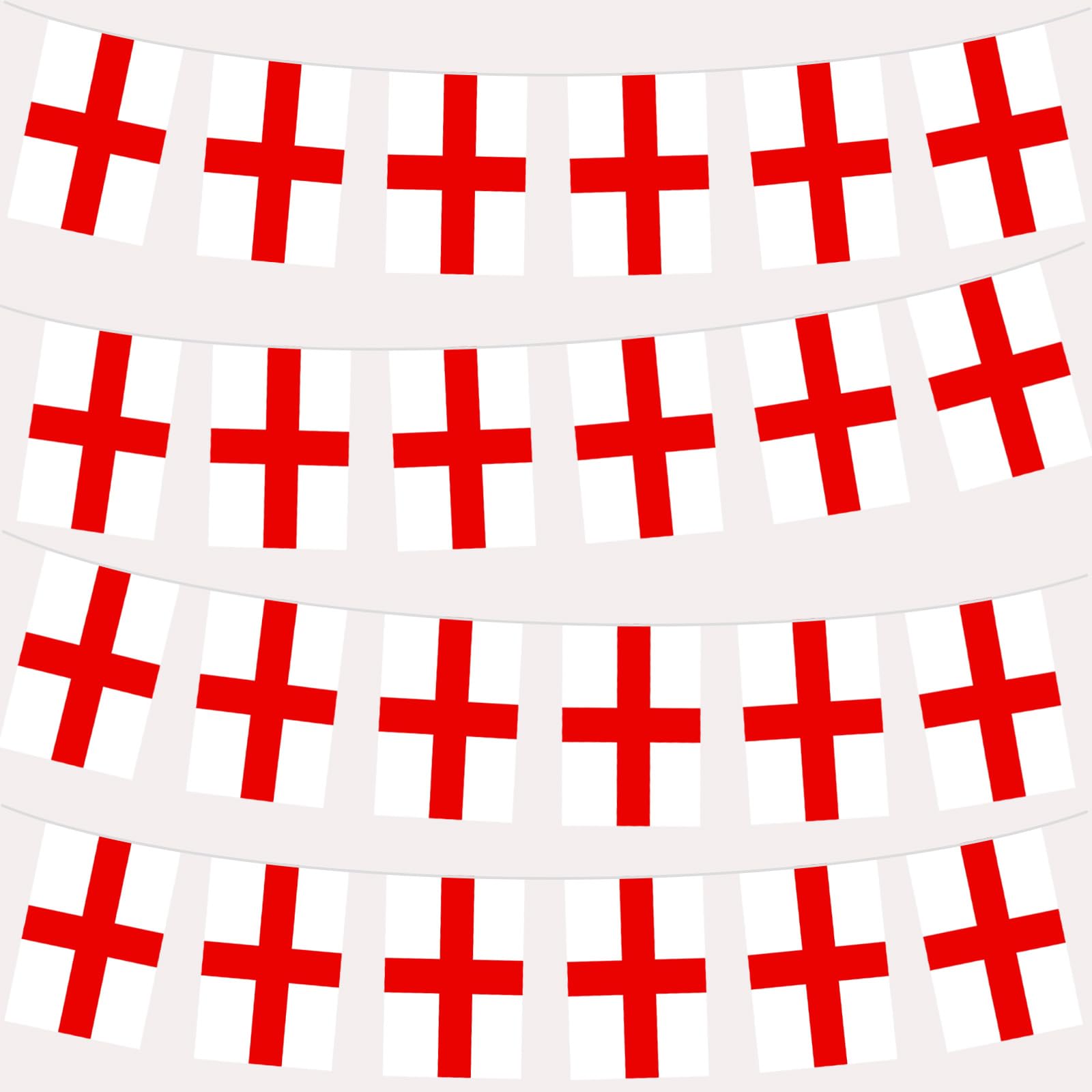10m/32.8ft England St Georges Cross Flag Bunting with 30 Flag for Fifa World Cup Football 2026 Decorations,England Bunting Flag Banner for Outdoor Sports Events Football St George's Day Decorations