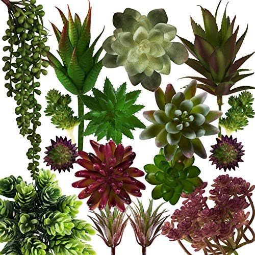 18 PCS Artificial Succulents Fake Realistic Faux Succulents Plants
