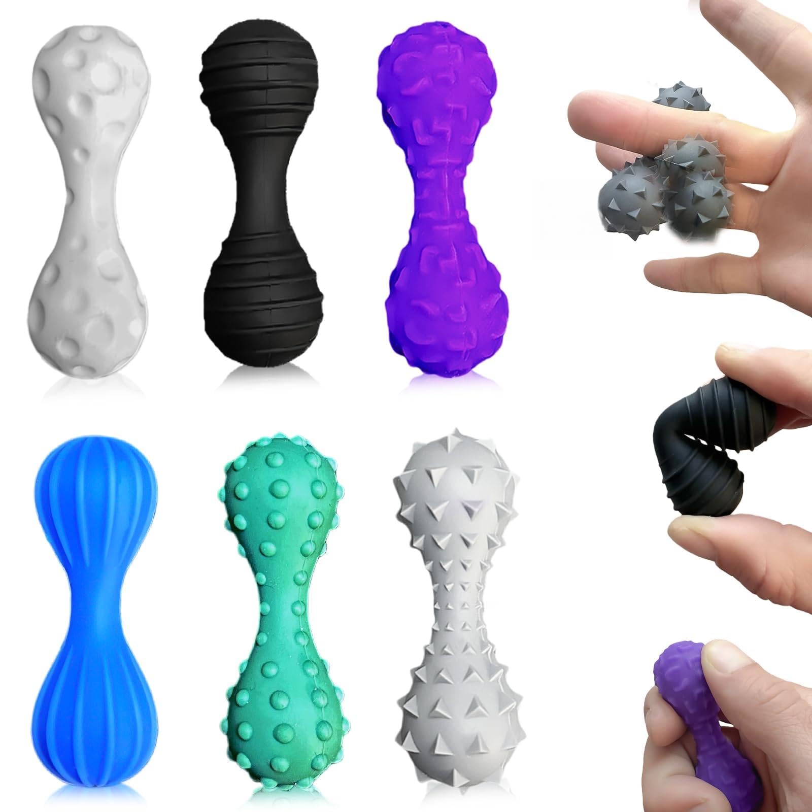 Echehi Sensory Fidget Toys for Adults & Kids, 6 Pack with Unique Textures, Stress Relief Toys, Quiet Fidget Toys, Help Replace Stimming Habits. Blue