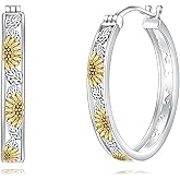 POPLYKE Sterling Silver Flower Hoops Earrings Small Huggie Earrings Jewelry Gift for Women