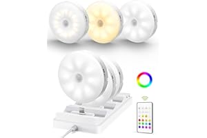 EZVALO 6-Pack Rechargeable Under Cabinet Lighting with Charging Station, Motion Sensor Light Indoor, 15 RGB Color LED Wireles