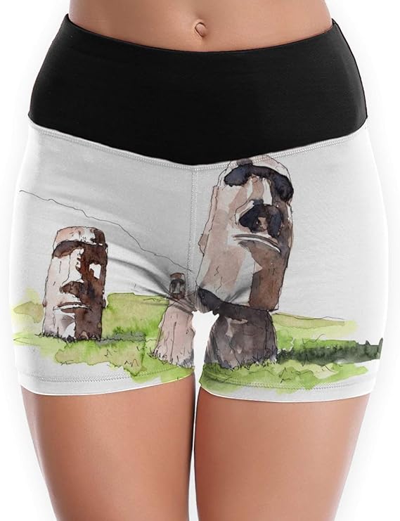 Amazon Co Jp モアイ像 パンツ ヨガ ショーツ レディース スポーツ ショートパンツ フィットネス パンツ おしゃれ コルセット パンツ 補正ショーツ 服 ファッション小物