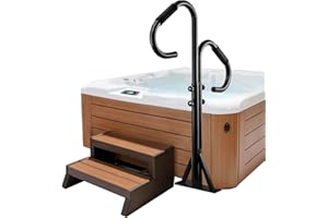 TIANAI Two-Way Hot Tub Handrails w/Slide-Under Mount Base ，360° Swive SPA Handrail w/Adjustable Height 48-57" for Indoor/Outdoor hot tub Access Both Inside and Out
