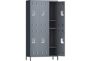 Reemoon Metal Locker for Employees Storage Cabinet, 72" Height Steel Locker for Home, School, Office, Gym (Light Grey, 6 Doors)