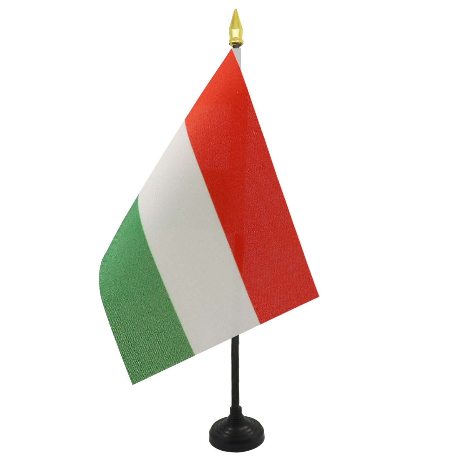 AZ FLAG - Hungary Table Flag 4'' x 6'' - Hungarian Mini Desk Flag 100% Polyester 15 x 10 cm - Office Mini Banner with 10'' Pole - Golden Spear