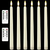 6 Pcs Flameless Ivory Taper Candles with Remote Timer Dimmer, Battery Operated CandleSticks with Flickering Light, Plastic 11 inches LED Window Candles, for Christmas Home Party Wedding Decor