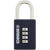 BRINKS - 40mm 4-Dial Resettable Sports Padlock - Zinc Die-Cast Body with Chrome Plated Shackle, Navy