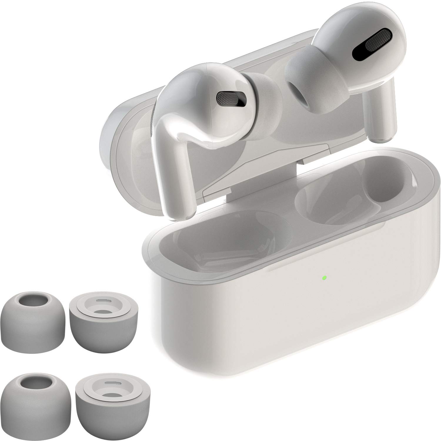 Photo 1 of CharJenPro AirFoams Pro: Premium Memory Foam Ear Tips for AirPods Pro. Stays in Your Ears. No Silicone Ear tip Pain. The Original from Kickstarter. (2 Sizes: Small/Medium & Medium/Large, Light Grey)