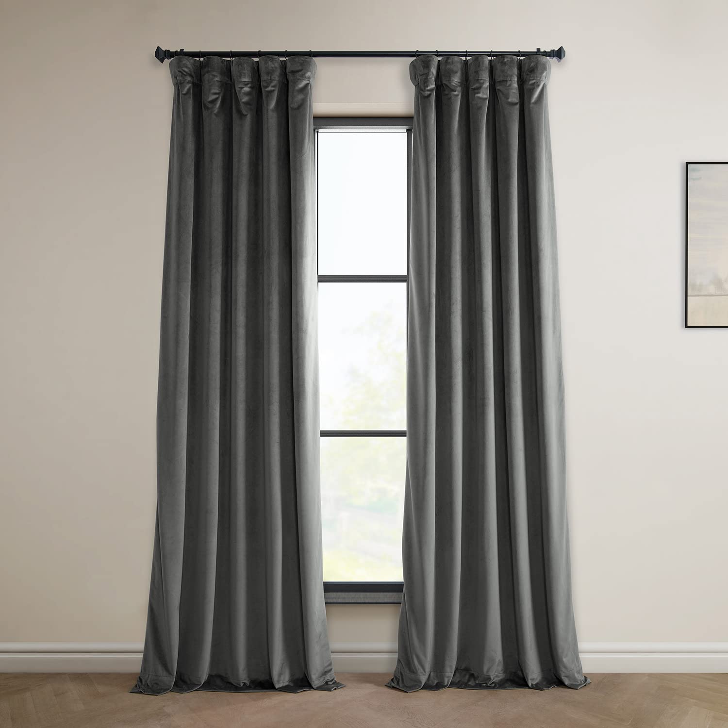 HPD Half Price Drapes Heritage Plush Velvet Curtains 108 Inches Long Room Darkening Curtains for Bedroom & Living Room 50W x 108L, (1 Panel), Pepper Grey Image HPD Half Price Drapes Heritage Plush Velvet Curtains 108 Inches Long Room Darkening Curtains for Bedroom & Living Room 50W x 108L, (1 Panel), Pepper Grey Image