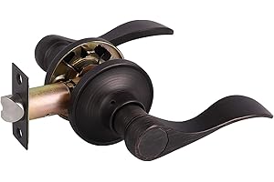 Gobrico 1 Pack Drop Door Handle Oil Rubbed Bronze Interior Door Lockset for Hall Closet Passage Door Knob Closet Door Lever