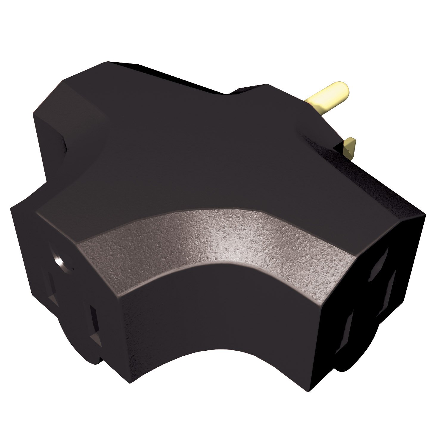 Stanley 30309 Heavy Duty Triangle Tap,Grounded 3-Outlet Adapter, Black