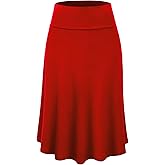 Lock and Love Women's Solid Ombre Lightweight Flare Midi Pull On Closure Skirt S-XXXL Plus Size