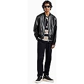 Armani Exchange mens Faux Leather Bomber Jacket