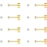 FOSIR 8 Pairs Tiny Flat Back Earrings for Women Men 14K Gold Plated Surgical Stainless Steel Stud Earrings Hypoallergenic Cubic Zirconia Studs Cartilage Earrings 2mm 3mm 4mm