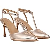 Naturalizer Women's Astrid Pump Pointed Toe T-Strap, Black Leather 11 W