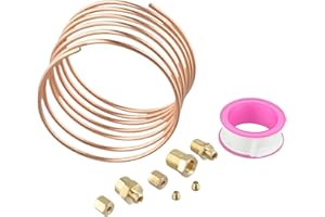 OIL Pressure Gauge Tubing Kit 72 Inch Copper Tube with 1/4 x 1/8 NPT Threaded Brass Fittings Compatible with Mechanical Press
