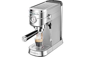 CASABREWS CM5418 Espresso Machine 20 Bar, Compact Espresso Maker with Steam Milk Frother, Stainless Steel Coffee Machine with 34oz Removable Water Tank for Cappuccino, Gift for Women or Men, Silver