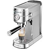 CASABREWS CM5418 Espresso Machine 20 Bar, Compact Espresso Maker with Steam Milk Frother, Stainless Steel Coffee Machine with 34oz Removable Water Tank for Cappuccino, Gift for Women or Men, Silver