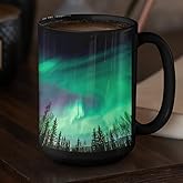 Funny Mug Gifts Aurora Borealis Black Coffee Mug Northern Lights Alaska Norway Iceland Scandinavia Sarcastic Novelty Coffee Mug Cup Funny Gift Ceramic Cup for Boss Friends Co-Workers 11 oz