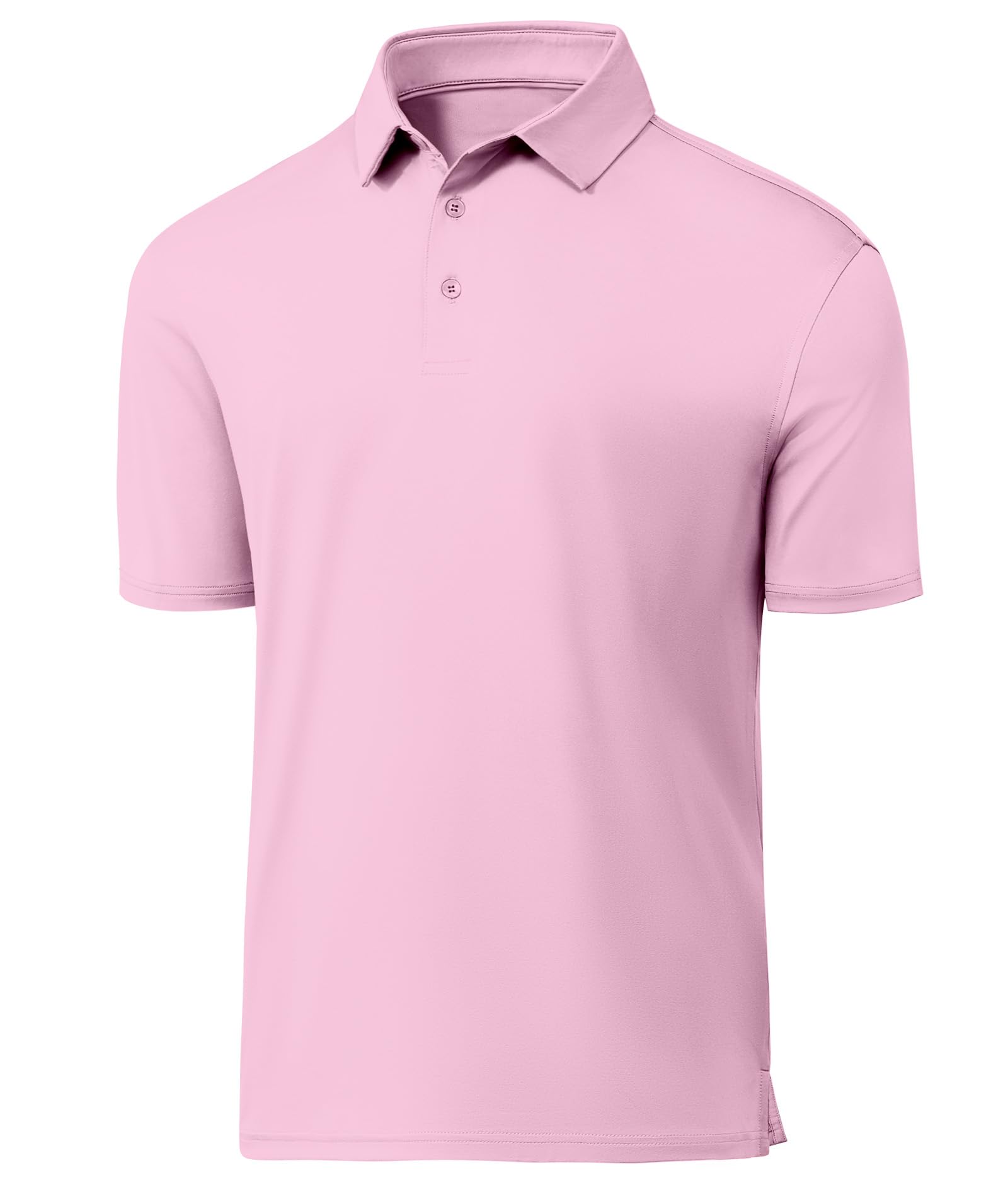 Photo 1 of JACKETOWN Mens Polo Shirts Short Sleeve Print Dry Fit Performance Moisture Wicking Casual Collared Golf Shirts Pink