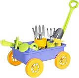 deAO Pull Along Kids Wagon Wheelbarrow Garden Play Set with 10 Accessories view 4