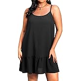 Pinup Fashion Women's Plus Size Cover Up Dress Summer Spaghetti Strap Casual Swing Beachwear