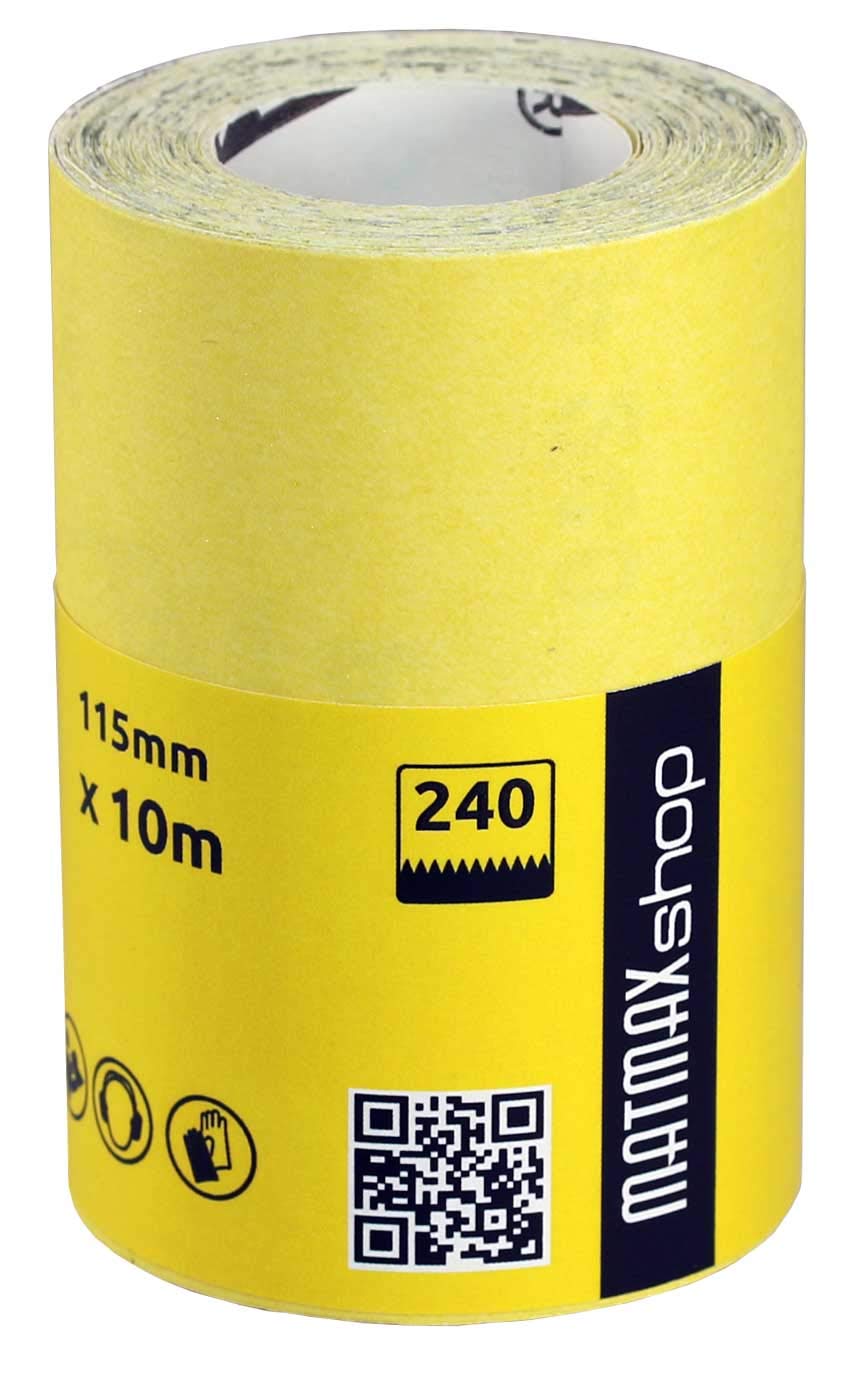 MatMax Pack of KLINGSPOR (Germany) 115mm x 10m Aluminium Oxide Sandpaper Roll + Gift (Grit, 240)