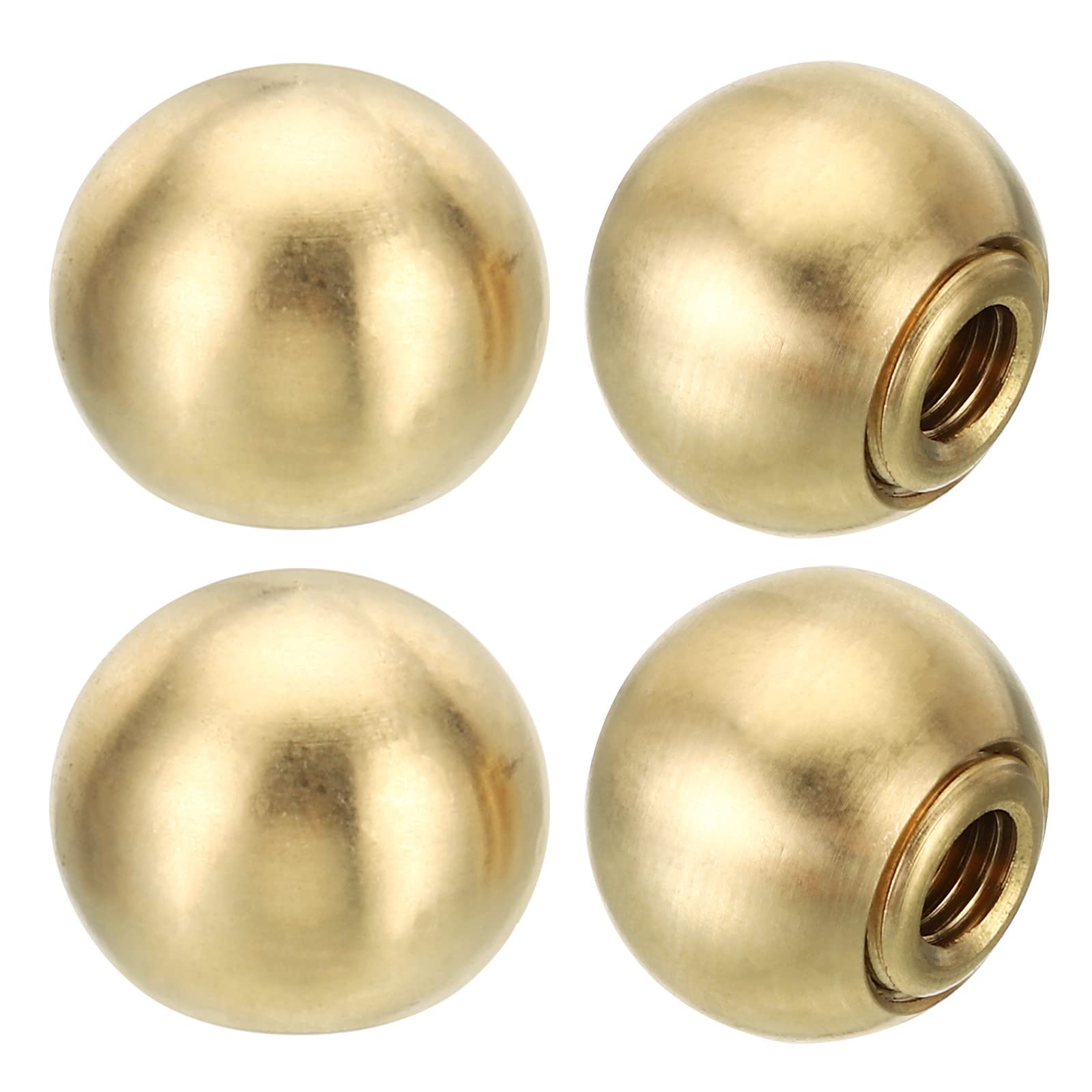 PATIKIL 17.5mm/0.69" Brass Ball Lamp Finials Caps Knob, 4 Set Lamp Shade Harp Top Decoration Screw Cap Nuts for Furniture Lighting