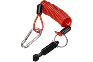 MAYMII·HOME 4FT Trailer Brake Cable with Pin 80-01-2206 for Breakaway Trailer Cable RV Stainless Steel Spring Towing Coiled Wire, Heavy Duty Steel Wire Extend to 4ft Coiled Safety Cables Strap for RV Trailer